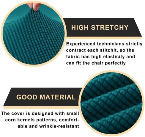 أغطية كراسي غرفة الطعام من Texupday مجموعة من 4 أغطية مقاعد كرسي بارسونز للمنزل والحفلات وأغطية كراسي قابلة للتمدد مع خياطة بلونين (أزرق-رمادي فاتح) in Kuwait