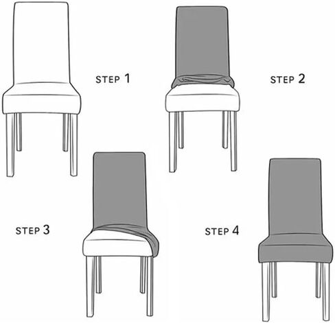 أغطية كراسي غرفة الطعام من Texupday مجموعة من 4 أغطية مقاعد كرسي بارسونز للمنزل والحفلات وأغطية كراسي قابلة للتمدد مع خياطة بلونين (أزرق-رمادي فاتح) in Kuwait