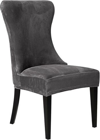 Beige Velvet Wingback Chair Cover Slipcover Strength Removable Washable Reusable Armless Protector Cover for Dining Room Banquet Home Decor (Beige, Set of 1) in Saudi Arabia