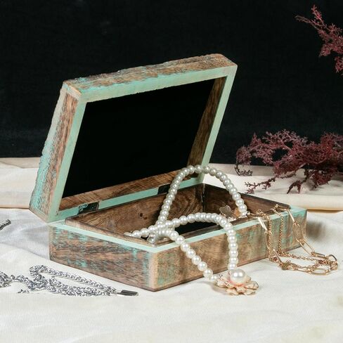 Wood Box - Keepsake Box With Lid - Memory Box For Keepsake - Tree of Life - Crystal kit Box for Keeping Stones, Engraved Design, Jewelry Box, Trinket Box - Sky Blue in Saudi Arabia