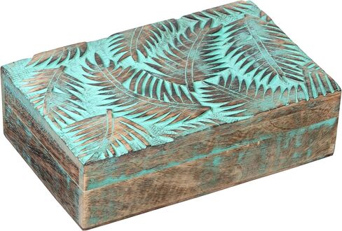 Wood Box - Keepsake Box With Lid - Memory Box For Keepsake - Tree of Life - Crystal kit Box for Keeping Stones, Engraved Design, Jewelry Box, Trinket Box - Sky Blue in Saudi Arabia