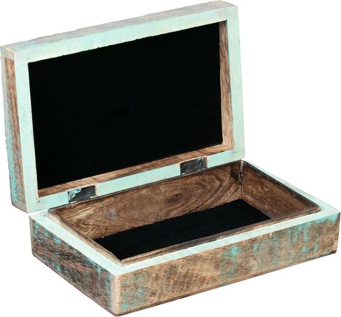 Wood Box - Keepsake Box With Lid - Memory Box For Keepsake - Tree of Life - Crystal kit Box for Keeping Stones, Engraved Design, Jewelry Box, Trinket Box - Sky Blue in Saudi Arabia