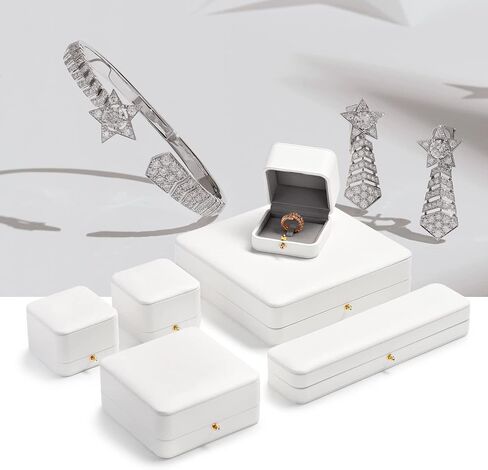 White Leather Earrings Pendant Gift Box Microfiber Interior Earrings Box for Valentines in Saudi Arabia