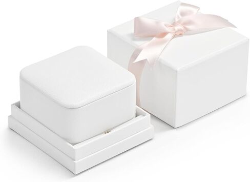 White Leather Earrings Pendant Gift Box Microfiber Interior Earrings Box for Valentines in Saudi Arabia