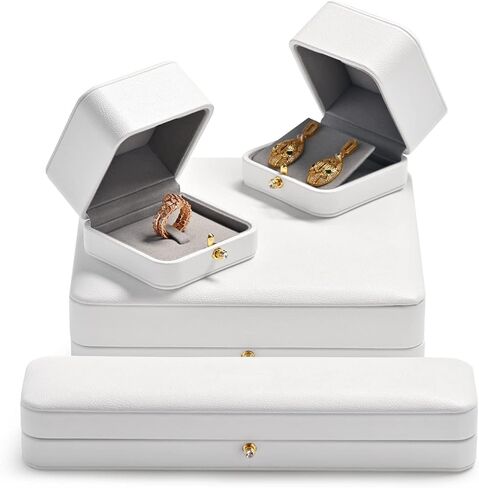 White Leather Earrings Pendant Gift Box Microfiber Interior Earrings Box for Valentines in Saudi Arabia
