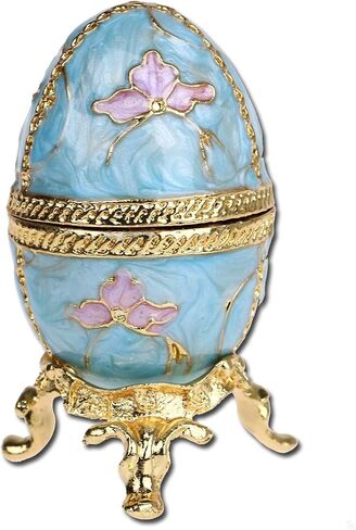 YU FENG Faberge Style Egg Shaped Trinket Box Hinged Jewelry Ring Holder Collectible Figurine Boxes Crystals in Saudi Arabia
