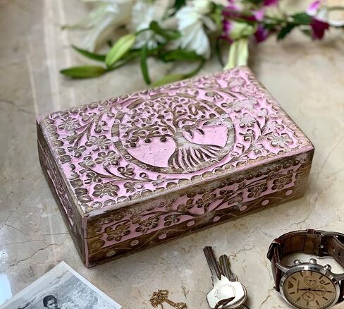 Great Birthday Gift Ideas Handmade Decorative Tree Of Life Wooden Jewelry Box Treasure Box Jewelry Organizer Keepsake Box Treasure Chest Trinket Holder Lock Box Watch Box 8 x 5 Inch Gifts for her in Saudi Arabia