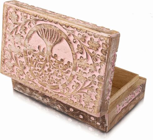 Great Birthday Gift Ideas Handmade Decorative Tree Of Life Wooden Jewelry Box Treasure Box Jewelry Organizer Keepsake Box Treasure Chest Trinket Holder Lock Box Watch Box 8 x 5 Inch Gifts for her in Saudi Arabia
