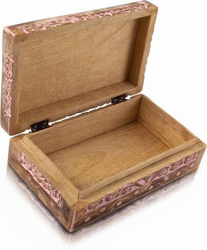Great Birthday Gift Ideas Handmade Decorative Tree Of Life Wooden Jewelry Box Treasure Box Jewelry Organizer Keepsake Box Treasure Chest Trinket Holder Lock Box Watch Box 8 x 5 Inch Gifts for her in Saudi Arabia