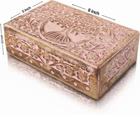 Great Birthday Gift Ideas Handmade Decorative Tree Of Life Wooden Jewelry Box Treasure Box Jewelry Organizer Keepsake Box Treasure Chest Trinket Holder Lock Box Watch Box 8 x 5 Inch Gifts for her in Saudi Arabia