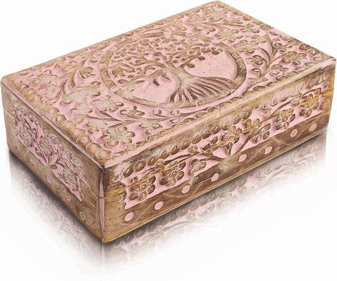 Great Birthday Gift Ideas Handmade Decorative Tree Of Life Wooden Jewelry Box Treasure Box Jewelry Organizer Keepsake Box Treasure Chest Trinket Holder Lock Box Watch Box 8 x 5 Inch Gifts for her in Saudi Arabia