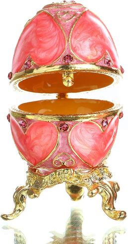 YU FENG Faberge صندوق حلية على شكل بيضة، حامل خاتم مجوهرات، صناديق تماثيل قابلة للتجميع مع كريستالات (أرجواني) in Kuwait