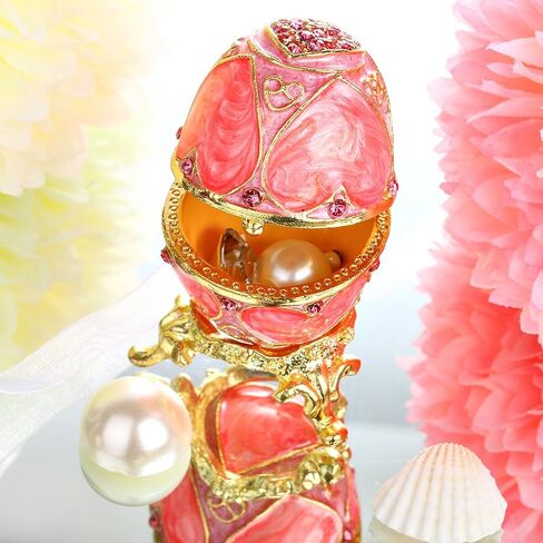 YU FENG Faberge صندوق حلية على شكل بيضة، حامل خاتم مجوهرات، صناديق تماثيل قابلة للتجميع مع كريستالات (أرجواني) in Kuwait