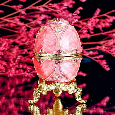 YU FENG Faberge صندوق حلية على شكل بيضة، حامل خاتم مجوهرات، صناديق تماثيل قابلة للتجميع مع كريستالات (أرجواني) in Kuwait
