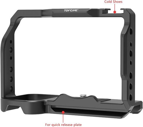 قفص كاميرا كامل لكاميرا سوني الفا ZV-E1 من توبسين مع فتحات ملولبة متعددة 1/4 و3/8 ونقاط تحديد المواقع ARRI، لوحة سفلية سريعة الفك ويمكن تثبيت الحذاء (قفص ZVE1) in Kuwait