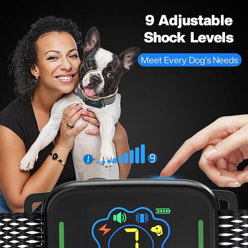 طوق تدريب الصدمات للكلاب من Homcolorful، 5 أوضاع للتدريب، أطواق مضادة للنباح للكلاب، 9 مستويات صدمة آمنة، طوق تدريب الكلاب مقاوم للماء مع 7 حساسية قابلة للتعديل، طوق النباح للكلاب الصغيرة والمتوسطة والكبيرة in Kuwait