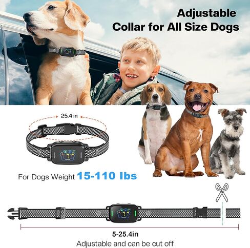 طوق تدريب الصدمات للكلاب من Homcolorful، 5 أوضاع للتدريب، أطواق مضادة للنباح للكلاب، 9 مستويات صدمة آمنة، طوق تدريب الكلاب مقاوم للماء مع 7 حساسية قابلة للتعديل، طوق النباح للكلاب الصغيرة والمتوسطة والكبيرة in Kuwait