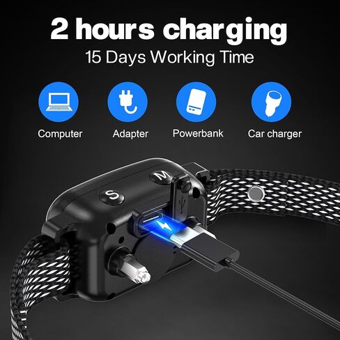 طوق تدريب الصدمات للكلاب من Homcolorful، 5 أوضاع للتدريب، أطواق مضادة للنباح للكلاب، 9 مستويات صدمة آمنة، طوق تدريب الكلاب مقاوم للماء مع 7 حساسية قابلة للتعديل، طوق النباح للكلاب الصغيرة والمتوسطة والكبيرة in Kuwait