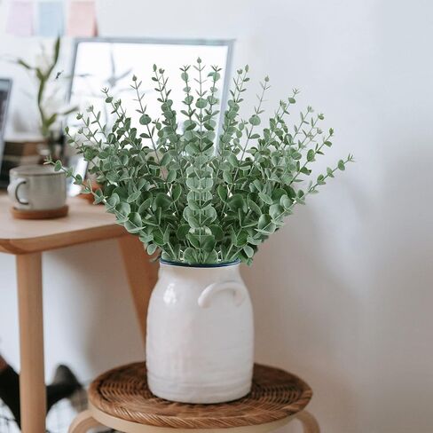 TENDER EPOCH 24 pcs Artificial Eucalyptus Stems Real Touch Fake Eucalyptus Leaves Stems Faux Greenery Leaf Branches for Centerpiece Home Office Decor Flower Bouquet Wedding Decoration in Kuwait