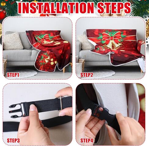 Preboun عيد الميلاد 3D الرقمية المطبوعة غطاء أريكة عيد الميلاد موضوع جلجل جرس طباعة أريكة الغطاء الواقي قابل للغسل 2 مقاعد عيد الميلاد غطاء الأريكة مهرجان الديكور لغرفة الجلوس المنزل أطفال الكلاب in Saudi Arabia