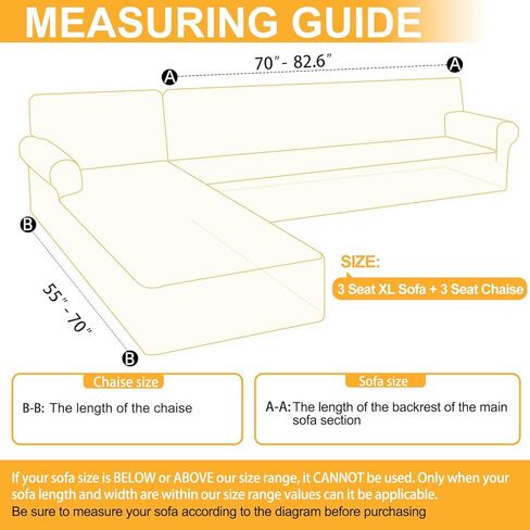 HDCAXKJ Waterproof Couch Covers for Sectional Sofa L Shape Sofa Cover Stretch Non Slip Sectional Cover 2 Piece Sectional Slipcovers Universal Pet Protector (Light Gray, 3 Seat XL Sofa + 3 Seat Chaise) in Kuwait