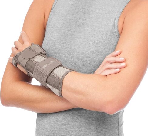 MUELLER Sports Medicine Reversible Wrist Stabilizer with Splint for Men and Women - Compression Wrist Support for Carpal Tunnel, Arthritis, Tendinitis Relief, Taupe, Small/Medium in Saudi Arabia