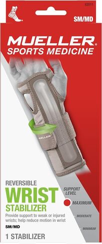 MUELLER Sports Medicine Reversible Wrist Stabilizer with Splint for Men and Women - Compression Wrist Support for Carpal Tunnel, Arthritis, Tendinitis Relief, Taupe, Small/Medium in Saudi Arabia