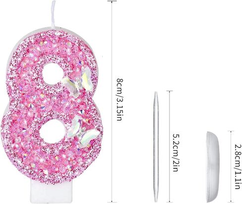 Saododku Birthday Candles, Number Candles for Birthday Cakes with Butterfly, Pink Birthday Candles Sparklers, 3.2" Cake Candles for Cake Topper Decoration, Party/Festival Celebration(Number 5) in Saudi Arabia