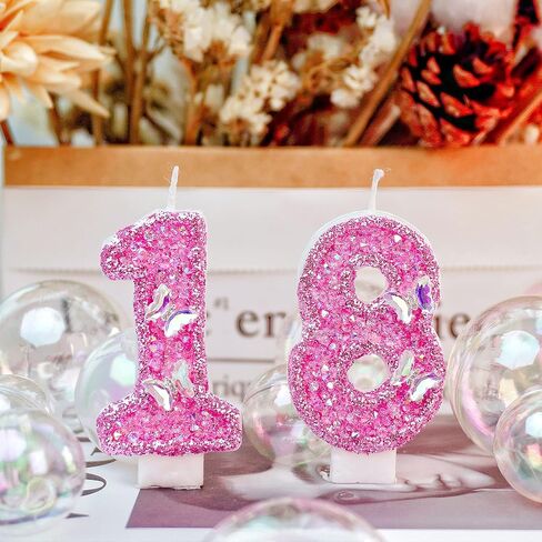 Saododku Birthday Candles, Number Candles for Birthday Cakes with Butterfly, Pink Birthday Candles Sparklers, 3.2" Cake Candles for Cake Topper Decoration, Party/Festival Celebration(Number 5) in Saudi Arabia
