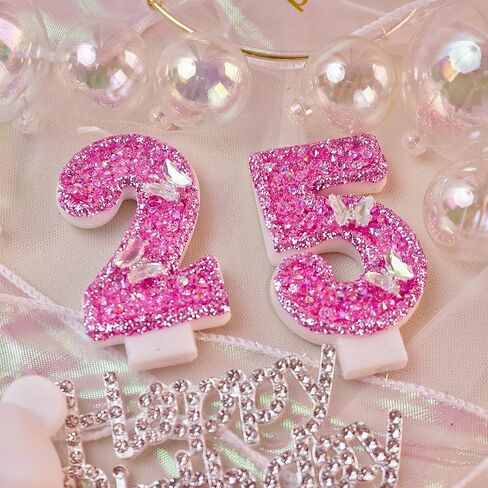 Saododku Birthday Candles, Number Candles for Birthday Cakes with Butterfly, Pink Birthday Candles Sparklers, 3.2" Cake Candles for Cake Topper Decoration, Party/Festival Celebration(Number 5) in Saudi Arabia