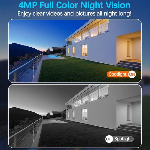 كاميرا أمان تعمل بالطاقة الشمسية 2.5K لاسلكية في الهواء الطلق، رؤية ليلية ملونة بدقة 4 ميجابكسل و6 كاميرات تعمل بالبطارية مع التحكم في التطبيق، واي فاي 2.4 جيجا هرتز، اكتشاف PIR، صوت ثنائي الاتجاه، IP66، تخزين SD/سحابي in Kuwait