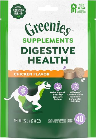 Greenies Supplements Digestive Health Adult Chicken Flavor, 7.8 oz. Pouch of 40 ct. Soft Chews in Saudi Arabia