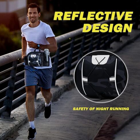 حقيبة FIORETTO للتنزه سيرًا على الأقدام مع حامل زجاجة مياه وحقيبة خصر وحقيبة رياضية للسفر وحزام الجري وحزام أسفل الظهر لركوب الدراجات والتسلق وصيد الأسماك ومشي الكلاب (أسود) in Kuwait