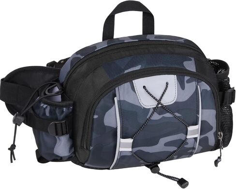 حقيبة FIORETTO للتنزه سيرًا على الأقدام مع حامل زجاجة مياه وحقيبة خصر وحقيبة رياضية للسفر وحزام الجري وحزام أسفل الظهر لركوب الدراجات والتسلق وصيد الأسماك ومشي الكلاب (أسود) in Kuwait