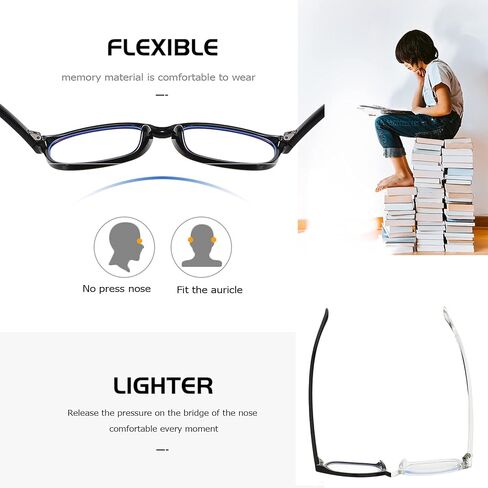 نظارات تحجب الضوء الأزرق للأطفال من Teumire للأولاد والبنات ألعاب الكمبيوتر مربعة نظارات TR90 غير قابلة للكسر عبوة من قطعتين in Kuwait