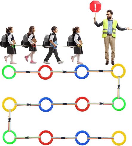 Berlune 24 Pack Toddlers Walking Ropes for Kids Colorful Preschool Rope for Walking in Line Safety Loops Detachable Transition Wrist Leash for Children's School Kindergarten Daycare Outdoor Supplies in Saudi Arabia