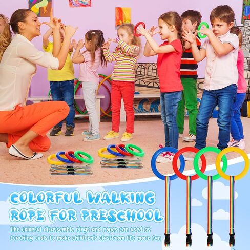 Berlune 24 Pack Toddlers Walking Ropes for Kids Colorful Preschool Rope for Walking in Line Safety Loops Detachable Transition Wrist Leash for Children's School Kindergarten Daycare Outdoor Supplies in Saudi Arabia