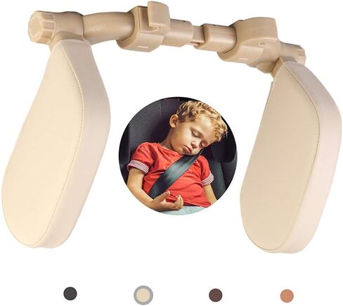 JSKRL Car Headrest Pillow, 360°Adjustable PU Leather Car Seat Head Neck Support Rest Cushion Both Kids Adults for Travel Sleeping in Saudi Arabia