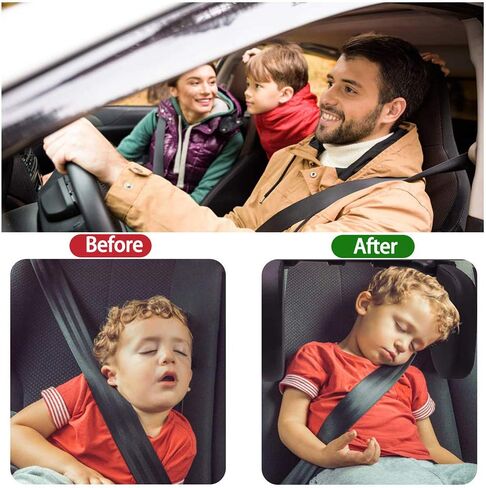 JSKRL Car Headrest Pillow, 360°Adjustable PU Leather Car Seat Head Neck Support Rest Cushion Both Kids Adults for Travel Sleeping in Saudi Arabia