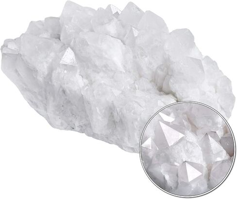 Amogeeli Natural Raw Rock Crystal Geode Cluster Specimen Office Home Decor, Mineral Stone for Collection in Kuwait