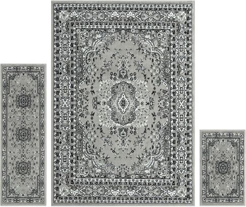 Home Dynamix Ariana Ksara Area Rug 3 Piece Set (4'11" x6'11,1'8" x4'11,1'8" x2'8), Border Navy Blue in Saudi Arabia