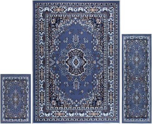مجموعة سجادة منطقة أريانا كسارا من هوم داينميكس مكونة من 3 قطع (4'11 بوصة × 6'11,1'8 بوصة × 4'11,1'8 بوصة × 2'8)، حدود باللون الأزرق الداكن in Kuwait