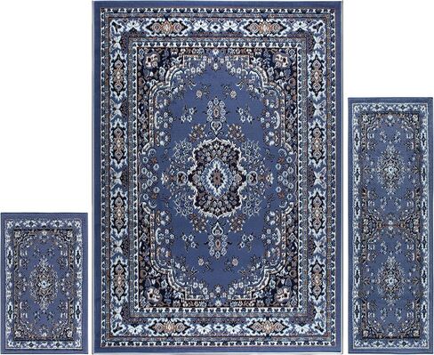 مجموعة سجادة منطقة أريانا كسارا من هوم داينميكس مكونة من 3 قطع (4'11 بوصة × 6'11,1'8 بوصة × 4'11,1'8 بوصة × 2'8)، حدود باللون الأزرق الداكن in Kuwait