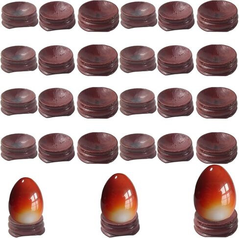 NSBELL 24 قطعة 3 منصات كروية الحجم للعرض الكريستال، حامل شاشة كريستال قاعدة حامل خشبي بيض كرة كريستال حامل حجر كريم للديكور المنزلي in Kuwait