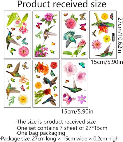 Rakkisute Anti-Collision Window Decals for Bird Strikes Vivid Hummingbird Window Stickers for Bird Strike Window Decal to Protect Bird from Window Collision Window Clings for Bird Strikes in Kuwait