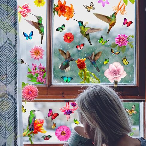 Rakkisute Anti-Collision Window Decals for Bird Strikes Vivid Hummingbird Window Stickers for Bird Strike Window Decal to Protect Bird from Window Collision Window Clings for Bird Strikes in Kuwait