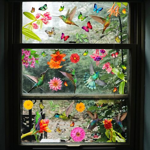 Rakkisute Anti-Collision Window Decals for Bird Strikes Vivid Hummingbird Window Stickers for Bird Strike Window Decal to Protect Bird from Window Collision Window Clings for Bird Strikes in Kuwait