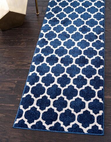 سجادة منطقة Loom Trellis Collection الفريدة - فيلادلفيا (2' x 6' 1" عداء أزرق داكن/أزرق داكن) in Kuwait