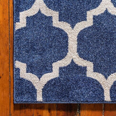 سجادة منطقة Loom Trellis Collection الفريدة - فيلادلفيا (2' x 6' 1" عداء أزرق داكن/أزرق داكن) in Kuwait