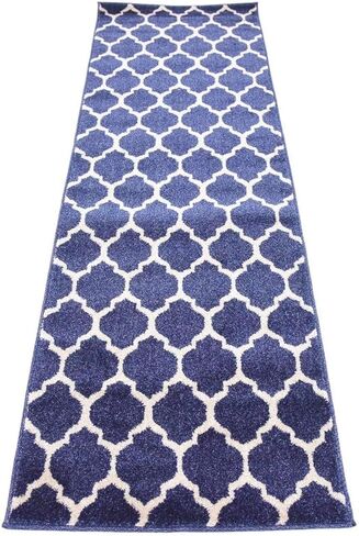 سجادة منطقة Loom Trellis Collection الفريدة - فيلادلفيا (2' x 6' 1" عداء أزرق داكن/أزرق داكن) in Kuwait